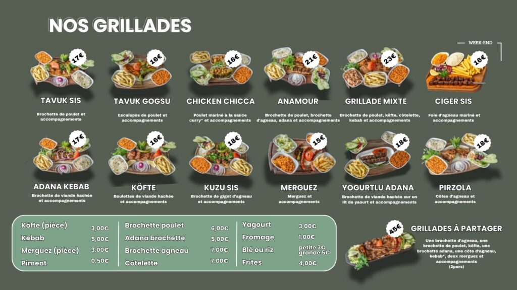 menu grillades